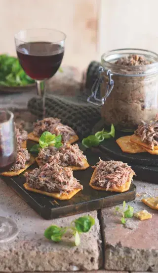 Husí paštika à la rillettes