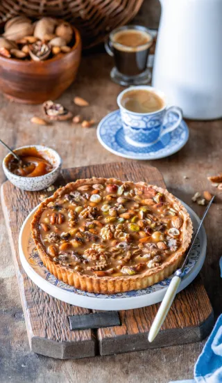 Karamelovo-ořechový koláč