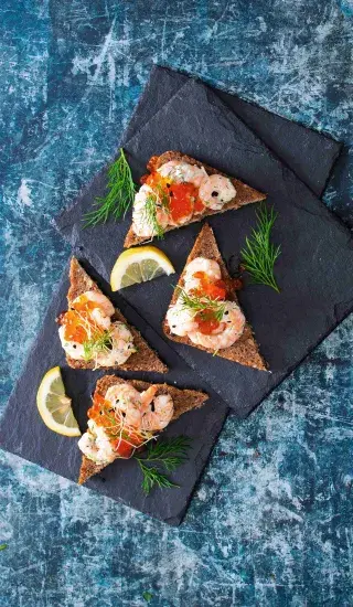 Krevetový chlebíček s kaviárem