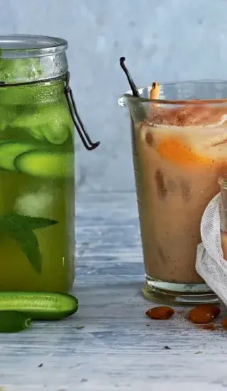 Ledový zelený čaj s okurkou