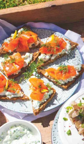 Losos a tzatziki na žitném chlebu