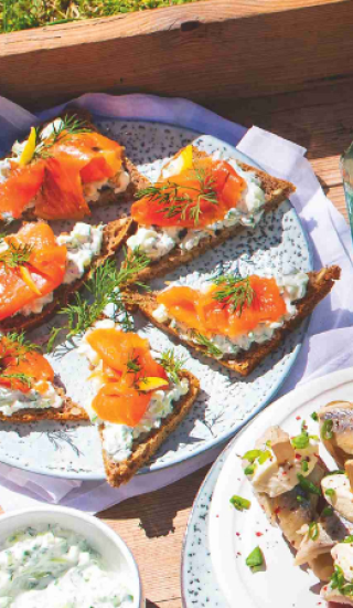 Losos a tzatziki na žitném chlebu