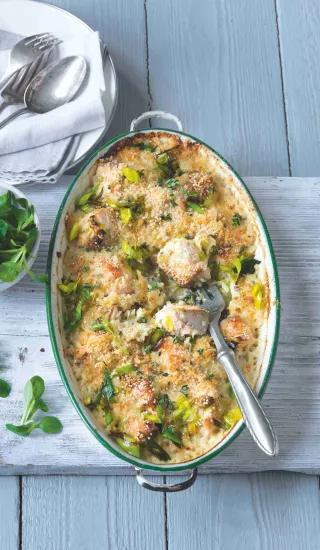 Losos s pórkem pod křupavou krustou