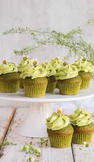 Matcha cupcaky s krémem z bílé čokolády