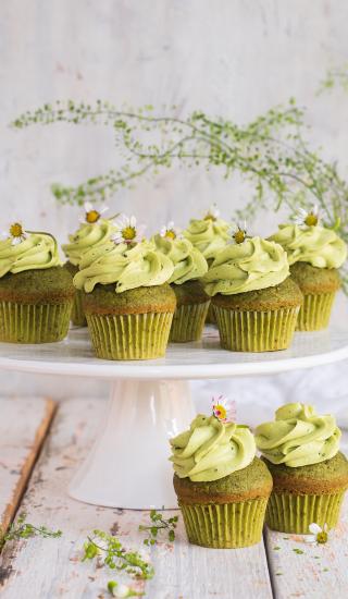 Matcha cupcaky s krémem z bílé čokolády