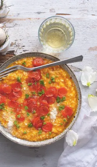 Mrkvové rizoto s glazovanou mrkvičkou