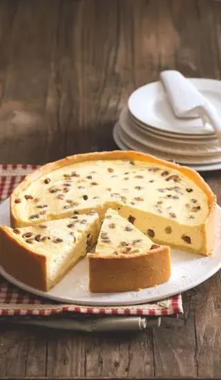 Německý tvarohový koláč s rozinkami