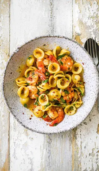 Orecchiette s krevetami