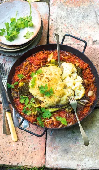 Pečený květák s rýží