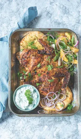 Pečené kuře tandoori & salát s fenyklem a pomerančem