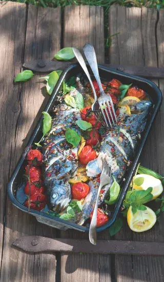 Pečený pstruh s bylinkami