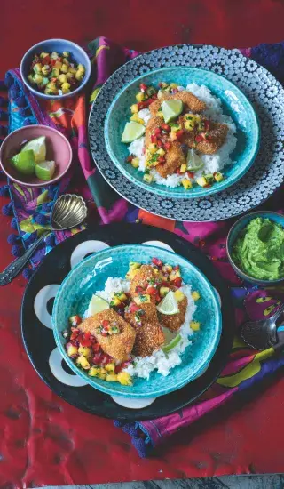 Ryba v kokosové strouhance s ananasovou salsou