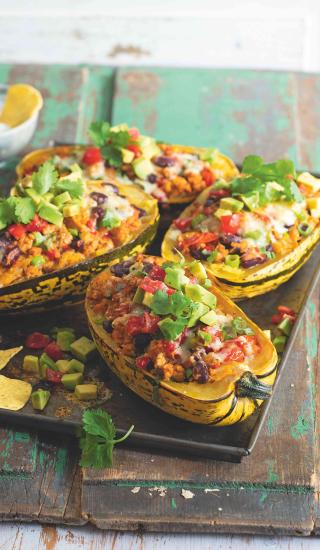 Špagetová dýně plněná ve stylu tacos
