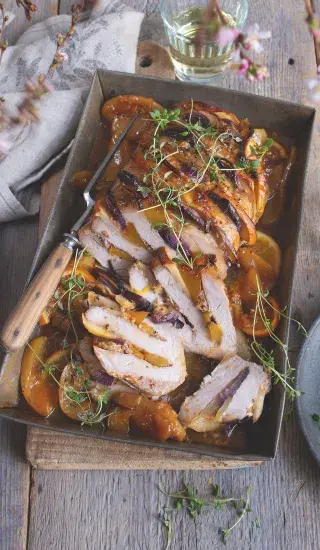 Vepřová pečeně s jablíčky a pomeranči