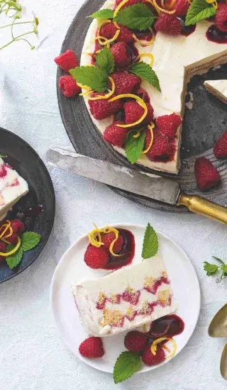 Zmrzlinový malinovo-citronový dort