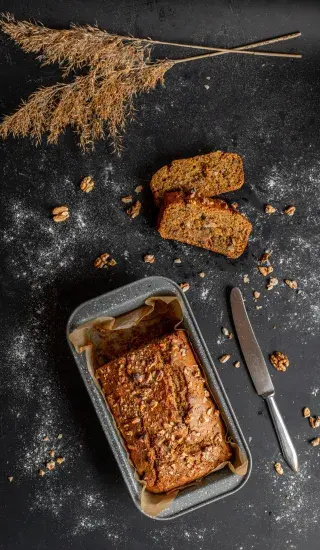 Bílkový chlebíček s dýňovým kompotem