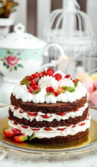 Brownies dort se šlehačkovým krémem