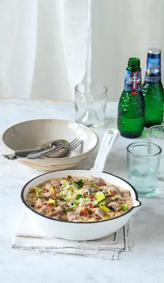 Rychlé vepřové ragú s ciderem a pórkem