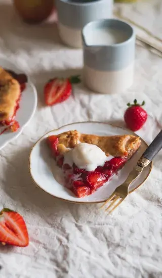 Jahodový dort s rybízovou marmeládou