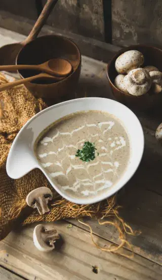 Krémová žampiónová polévka se smetanou