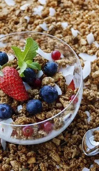 Oříšková granola s brusinkami a ananasem