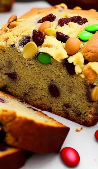 Banánový chlebíček s rozinkami a čokoládovými bonbóny