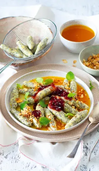 Makové šišky s pomerančovou omáčkou