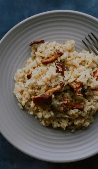 Rizoto s hlívou a slaninou