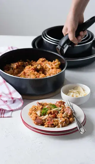 Rizoto s italskou klobásou a rajčátky