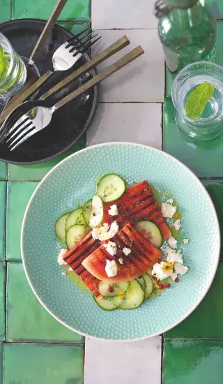 Halloumi špízy s melounem