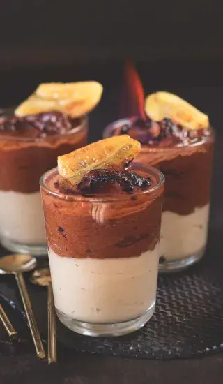 Skleničky s banánem a čokoládou