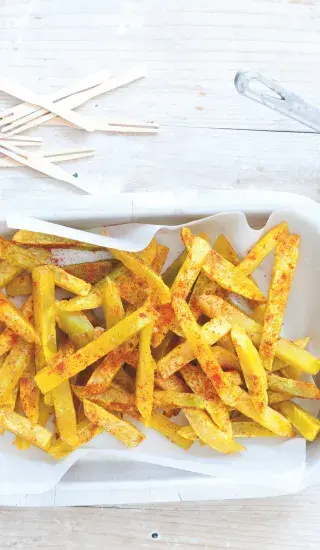Smažené dýňové hranolky s BBQ omáčkou