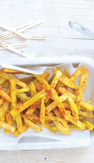 Smažené dýňové hranolky s BBQ omáčkou