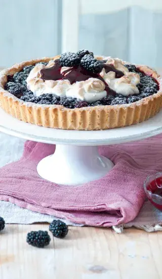 Snový koláč s ostružinami