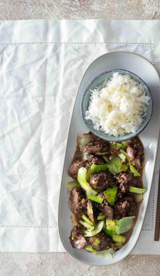 Stir-fry s játry a pórkem