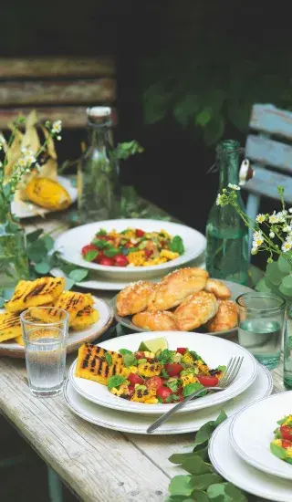 Succotash s grilovanou polentou