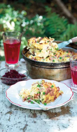 Šunkofleky s hráškem