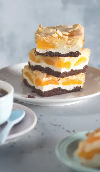 Tříbarevný koláč s tvarohem a meruňkami