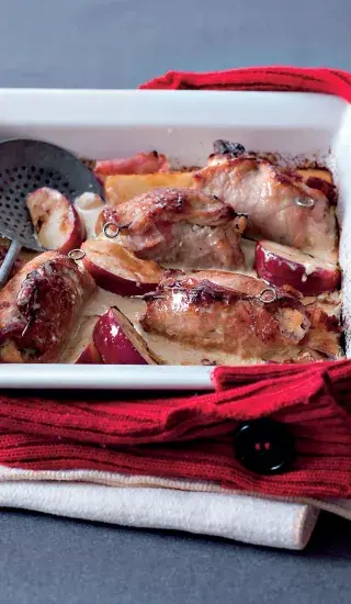 Vepřové závitky s jablky a křenem