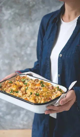 Těstoviny zapečené se směsí sýrů