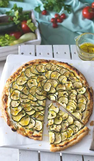 Cuketový koláč s tymiánem a kozím sýrem