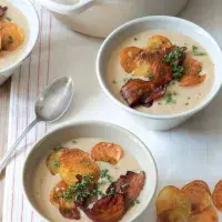 Bramborovo-pórková polévka se slaninou