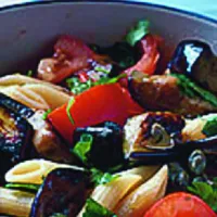 Těstoviny s rajčetem a lilkem