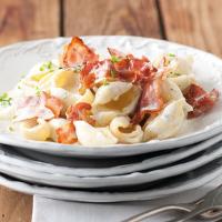 Conchiglie rigate se sušenou šunkou a gorgonzolou