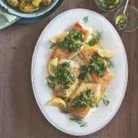 Halibut na másle s koprovým pestem