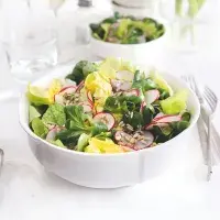 Jarní salát s ředkvičkami a slunečnicovými semínky