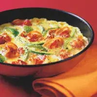 Omeleta se slaninou, avokádem a sýrem