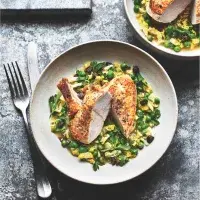 Kuřecí supreme s dušeným hráškem a salátem