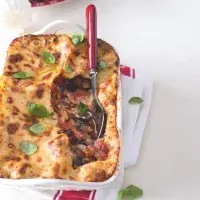 Lasagne s trojím sýrem & lilkem Lasagne s trojím sýrem & lilkem