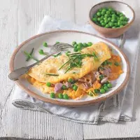 Omeleta s hráškem a šunkou